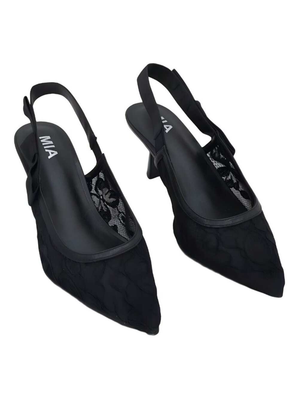 MIA Women's Naida Slingback Kitten Heel Lace Pumps Black Size 10M